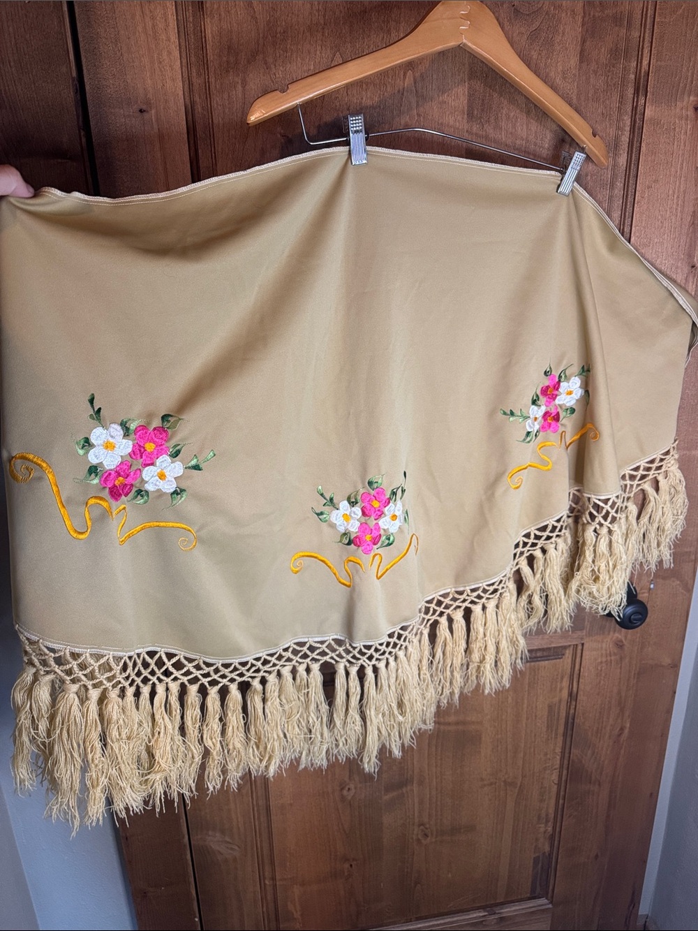 Embroidered Beige Fringe Women’s Swim Cover-Up or wrap